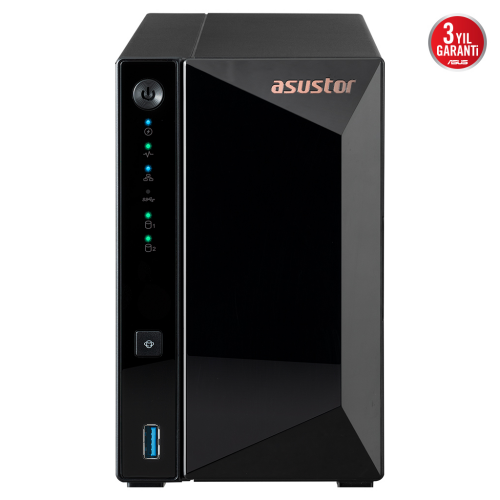 ASUSTOR AS3302T V2, 2Gb DDR4 Ram, 2 Yuvalı (2x20TB Destek), 1x2.5GbE Network, 3xUSB 3.2, Tower NAS (Yedekleme) Cihazı - Asus