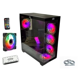 AZTECH AZT101 B 5 x RGB Fan Uzakdan Kumanda Siyah Akvaryum Gamin Kasa Temper Cam , RGB Switch - 1
