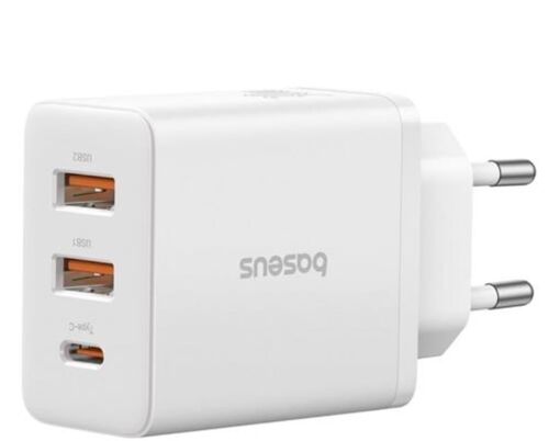 BASEUS P10111402213-00 Cube Hızlı 2 USB-A + Type-C 30W Şarj Cihazı Beyaz - BASEUS