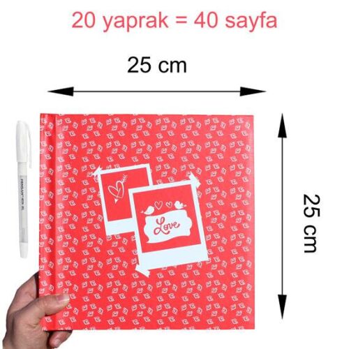 Beyaz Kalemli Anı Defteri - Love (Kırmızı) - OFİSOMİ-S
