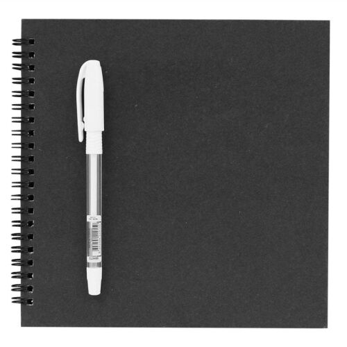 Beyaz Kalemli Siyah Anı Defteri 20x20 cm - OFİSOMİ