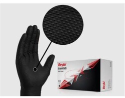 Beybi Diamond L Beden Pudrasız Kalın Siyah Nitril Eldiven Large (Kutuda 100 Adet) - 1