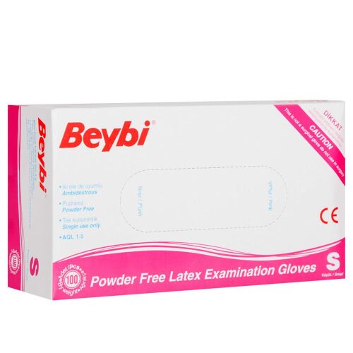 Beybi Lateks Pudrasız (S) Small Beden Muayene Eldiven 100lü Paket - BEYBİ