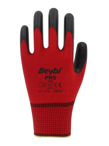 Beybi Nitril PMK PN5 Kırmzı Siyah 10 Beden 12li Paket - BEYBİ