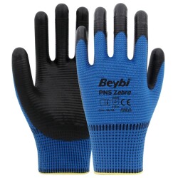 Beybi Nitril PMK PN5 Zebra Mavi Siyah 9 Beden 12li Paket (EN388 2121X) - 1