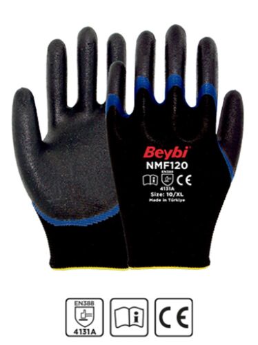 Beybi NMF120 10 bEDEN 12Lİ Mikro Köpük 1-2 Nitril Kaplı Polyester Örgü Eldiven - BEYBİ