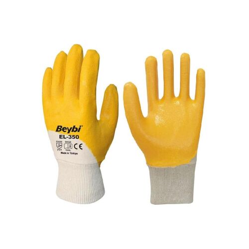 Beybi Pamuk Nitril PMK KN350 10 Beden Eldiven 12li Paket EN388 (2111X) - 1
