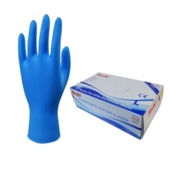 Beybi Pudrasız Nitril Mavi (L) Large Beden Muayene Eldiven 100lü Paket - 1