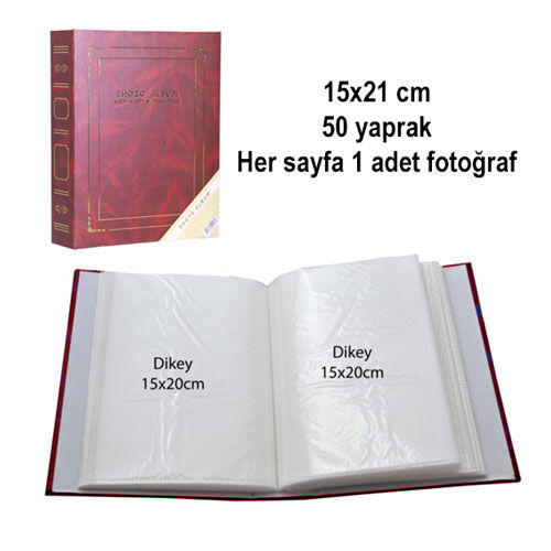 Bordo 100 lük 15x21cm Fotoğraf Albümü - OFİSOMİ-S (1)