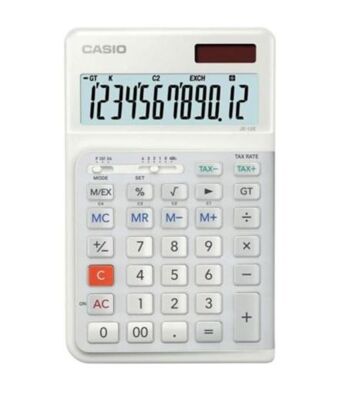 Casio JE-12E-WE Beyaz 12 Hane Masa Üstü Ergonomik Tuşlu Hesap Makinesi - 2
