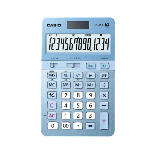 Casio JS-40B-BU Mavi Profesyonel 14 Hane Masa Üstü Hesap Makinesi - 1