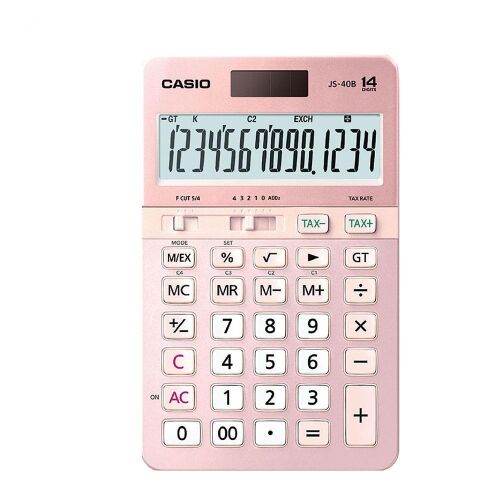 Casio JS-40B-PK Pembe Profesyonel 14 Hane Masa Üstü Hesap Makinesi - 1
