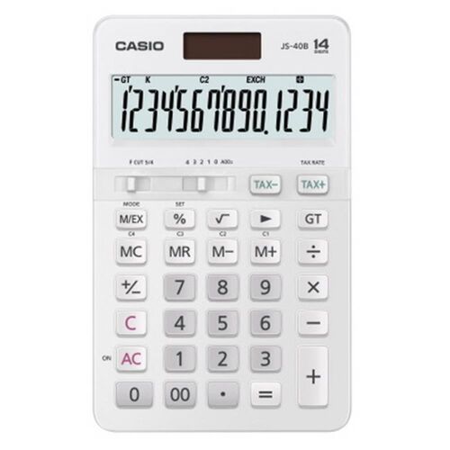 Casio JS-40B-WE Beyaz Profesyonel 14 Hane Masa Üstü Hesap Makinesi - CASIO