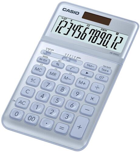 Casio JW-200SC-BU 12 Hane Mavi Masa Üstü Hesap Makinesi - 1