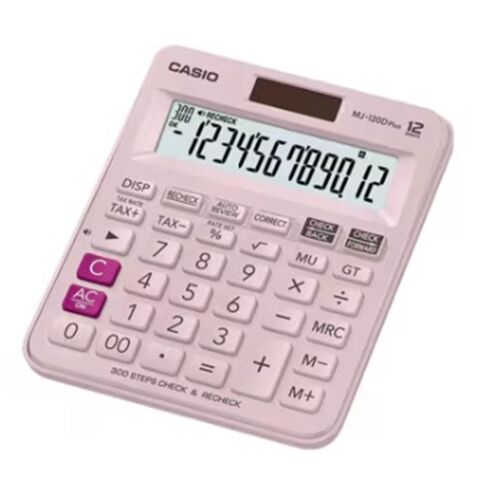 Casio MJ-120D Plus Pembe İşlem Kontrollü 12 Hane Masa Üstü Hesap Makinesi - CASIO