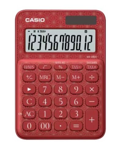 Casio MS-20UC-JRD 12 Hane Kırmızı Desenli Masa Üstü Hesap Makinesi - CASIO