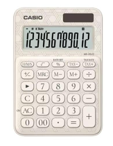 Casio MS-20UC-JWE 12 Hane Beyaz Desenli Masa Üstü Hesap Makinesi - CASIO