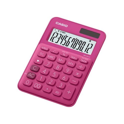 Casio MS-20UC-RD 12 Hane Koyu Pembe Masa Üstü Hesap Makinesi - CASIO