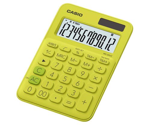 Casio MS-20UC-YG 12 Hane Sarı Masa Üstü Hesap Makinesi - CASIO