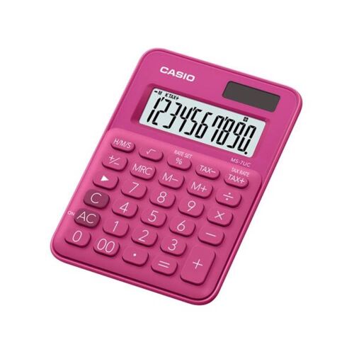 Casio MS-7UC-RD 10 Hane Pembe Masa Üstü Hesap Makinesi - 1