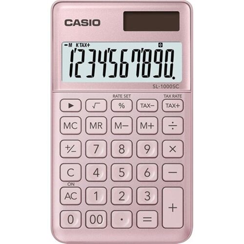 Casio SL-1000SC-PK Cep Tipi 10 Hane Pembe Hesap Makinesi - CASIO