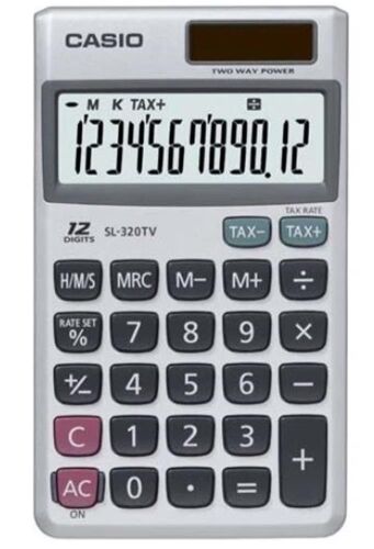 Casio SL-320TV-W-DP 12 Hane Cep Tipi Hesap Makinesi - CASIO