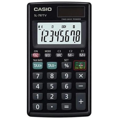 Casio SL-797TV-BK 8 Hane Siyah Cep Tipi Hesap Makinesi - 1