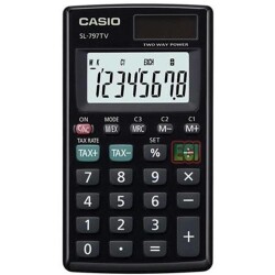 Casio SL-797TV-BK 8 Hane Siyah Cep Tipi Hesap Makinesi - 1
