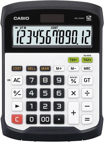 Casio WD-320MT 12 Hane Suya-Toza Dayanıklı Masa Üstü Hesap Makinesi - 1