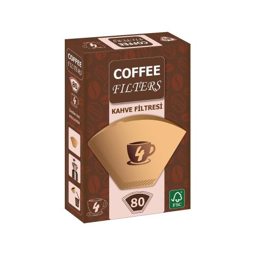 Coffee Filters Filtre Kahve Kağıdı 1x4 4 Numara 80li - 1
