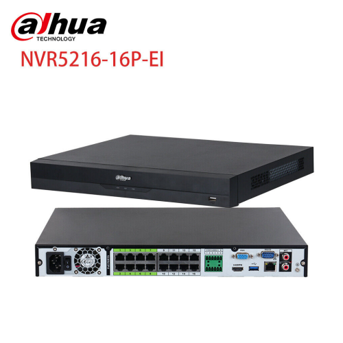 DAHUA NVR5216-16P-EI, 16Kanal POE, 32Mpix, H265+, 2 HDD Desteği, 1080P Kayıt, 384Mbps Bant Genişliği, NVR - Dahua