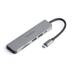 Dark DK-AC-U31X38 USB 3.1 Type-C 6 in 1 HDMI-TF SD Kart -USB 3.0 & USB 2.0-USB-C PD Çevirici HUB - 1