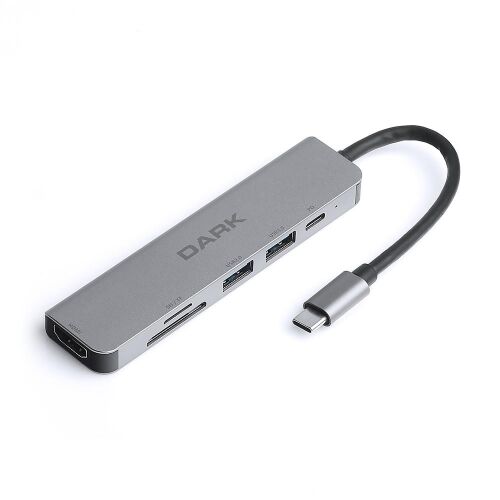 Dark DK-AC-U31X38 USB 3.1 Type-C 6 in 1 HDMI-TF SD Kart -USB 3.0 & USB 2.0-USB-C PD Çevirici HUB - DARK