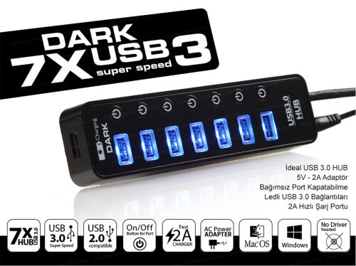 Dark DK-AC-USB371 7+1 Hızlı Şarj Adaptörlü - DARK (1)