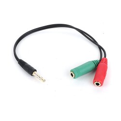Dark DK-CB-AUC01 2x3.5mm Stereo Dişi - 4pin 3.5mm Stereo Erkek Y Kablo - 1