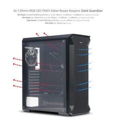 Dark GUARDIAN 4x12cm Dual RGB Fan USB3.0 T-Glass ATX Oyuncu Kasası - 2