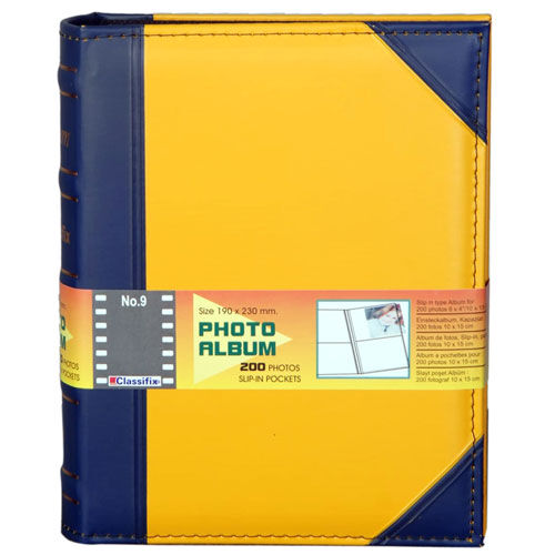 Deri Fotoğraf Albümü 200'lük 10x15 cm Sarı Lacivert - OFİSOMİ-S