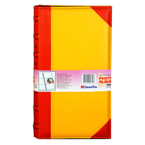Deri Fotoğraf Albümü 300'lük 10x15 cm Sarı Kırmızı - OFİSOMİ-S