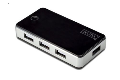 Digitus DA-70222 7 Port USB Hub, USB 2.0, siyah-gümüş renk, güç adaptörlü, plastik - DIGITUS