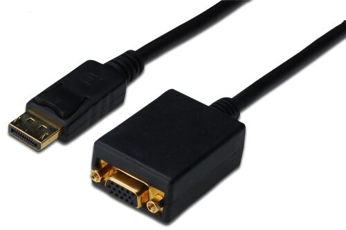 Digutus AK-340403-001-S DisplayPort (DP) VGA Adaptörü, DP Erkek - HD15 Dişi, 0.15 metre, DP 1.2 - ASSMANN