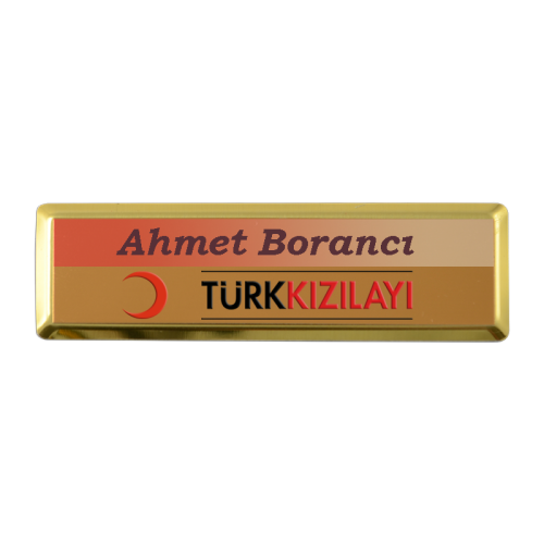 Dikdörtgen Metal Yaka İsimliği (altın) 7,5x2,3 cm - 1