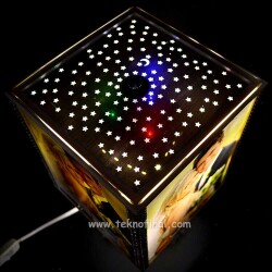 Dönen Abajur Mavi Boncuk Fotoğraf Takılabilen Gece Lambası - 3