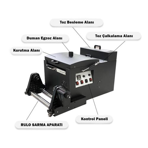 DTF 30cm Rulo Destekli Otomatik Pet Film Tozlama ve Kurutma Makinesi - OFİSOMİ-T