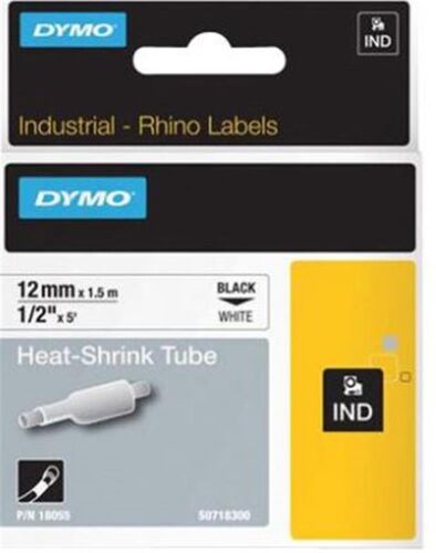 DYMO 18055 RhinoPRO Beyaz-Siyah Isıyla Küçülen Şerit 12 mm x 1,5 mt - DYMO