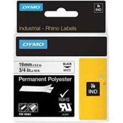 Dymo 18484 RhinoPRO SabitPolyester Şerit 19mmx5,5m Beyaz-Siyah - 1