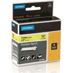 Dymo RhinoPRO Esnek Naylon 12mmx3,5m Sarı-Siyah - 1