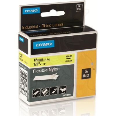 Dymo RhinoPRO Esnek Naylon 12mmx3,5m Sarı-Siyah - 1