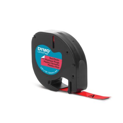 DYMO S0721630 LetraTag Plastik Şerit ( 12 mm X 4 mt ) , Kırmızı (59424) 91203 - 1