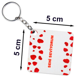 Eko.MDF Çift Taraflı Anahtarlık - Kare - 2