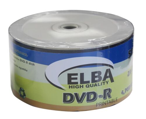 Elba Dvd-R 4,7GB-120MIN 50li 16X Printable Dvd-R Shrink - ELBA